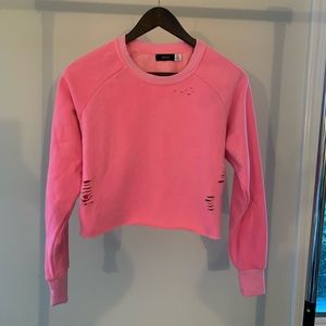 Neon pink cropped sweatshirt